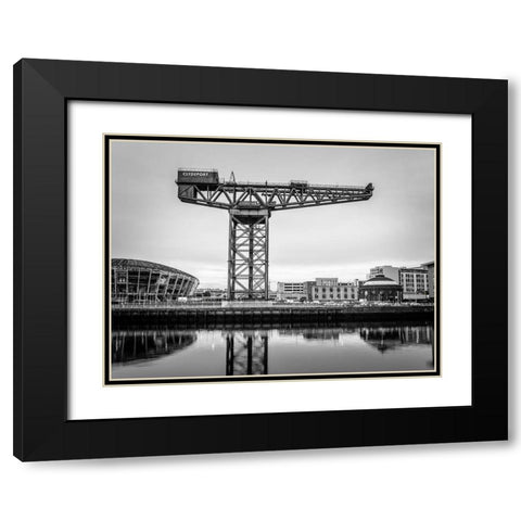 Finnieston crane on River Clyde, Glasgow, FTBR-1888 Black Modern Wood Framed Art Print with Double Matting by Frank, Assaf
