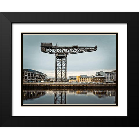 Finnieston crane on River Clyde, Glasgow, FTBR-1889 Black Modern Wood Framed Art Print with Double Matting by Frank, Assaf