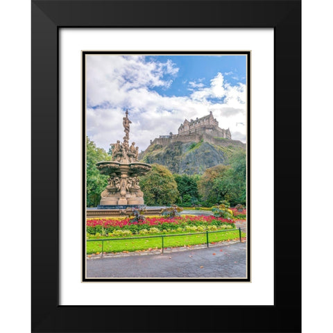 The Ross Fountain and Edinburgh Castle-Scotland Black Modern Wood Framed Art Print with Double Matting by Frank, Assaf