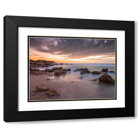 Tranquil beach Black Modern Wood Framed Art Print with Double Matting by Frank, Assaf
