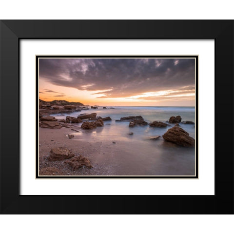 Tranquil beach Black Modern Wood Framed Art Print with Double Matting by Frank, Assaf