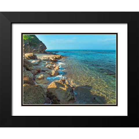 Rocky beach, Israel Black Modern Wood Framed Art Print with Double Matting by Frank, Assaf
