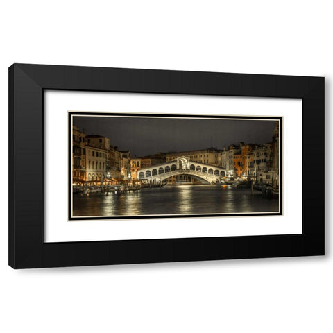 The grand canal and the Rialto bridge at night, Venice, Italy Black Modern Wood Framed Art Print with Double Matting by Frank, Assaf