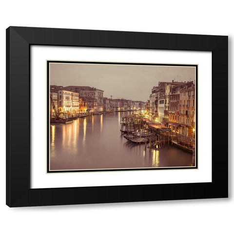The Grand canal at dusk, Venice, Italy, FTBR-1893 Black Modern Wood Framed Art Print with Double Matting by Frank, Assaf