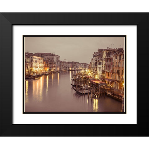 The Grand canal at dusk, Venice, Italy, FTBR-1893 Black Modern Wood Framed Art Print with Double Matting by Frank, Assaf