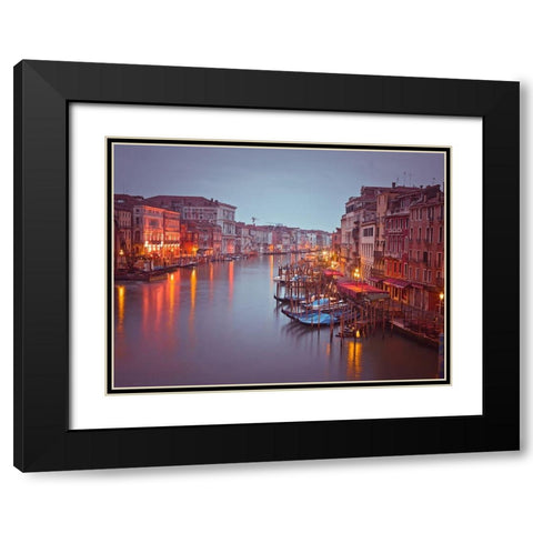 The Grand canal at dusk, Venice, Italy, FTBR-1894 Black Modern Wood Framed Art Print with Double Matting by Frank, Assaf