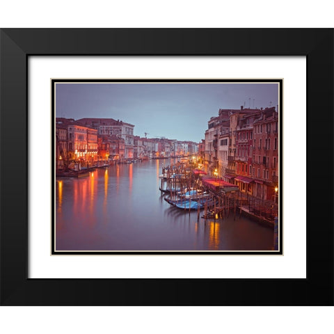 The Grand canal at dusk, Venice, Italy, FTBR-1894 Black Modern Wood Framed Art Print with Double Matting by Frank, Assaf