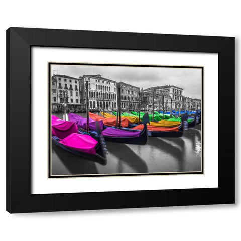 Gondolas parked on the grand canal, Venice, Italy Black Modern Wood Framed Art Print with Double Matting by Frank, Assaf