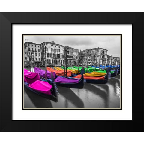 Gondolas parked on the grand canal, Venice, Italy Black Modern Wood Framed Art Print with Double Matting by Frank, Assaf