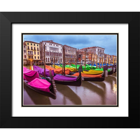 Gondolas parked on the grand canal, Venice, Italy Black Modern Wood Framed Art Print with Double Matting by Frank, Assaf