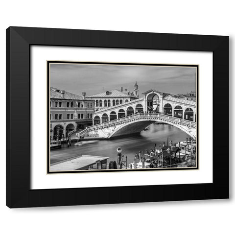 Famous Rialto bridge, Venice, Italy, FTBR-1895 Black Modern Wood Framed Art Print with Double Matting by Frank, Assaf