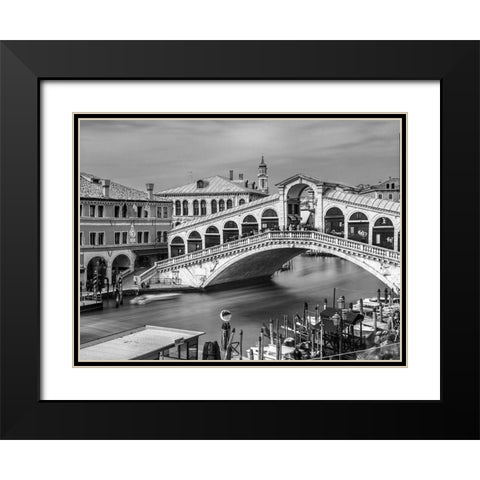 Famous Rialto bridge, Venice, Italy, FTBR-1895 Black Modern Wood Framed Art Print with Double Matting by Frank, Assaf