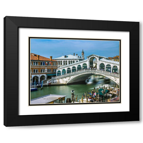 Famous Rialto bridge, Venice, Italy, FTBR-1896 Black Modern Wood Framed Art Print with Double Matting by Frank, Assaf