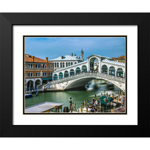 Famous Rialto bridge, Venice, Italy, FTBR-1896 Black Modern Wood Framed Art Print with Double Matting by Frank, Assaf