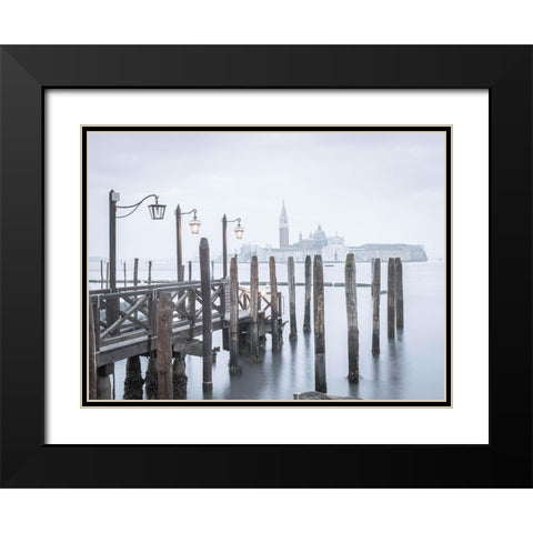Venetian lagoon-Venice Black Modern Wood Framed Art Print with Double Matting by Frank, Assaf