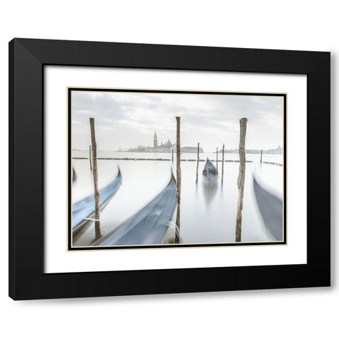 Gondolas in lagoon-Venice Black Modern Wood Framed Art Print with Double Matting by Frank, Assaf