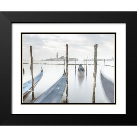 Gondolas in lagoon-Venice Black Modern Wood Framed Art Print with Double Matting by Frank, Assaf