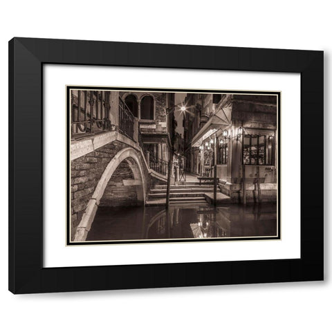 Cafe by canal-Venice Black Modern Wood Framed Art Print with Double Matting by Frank, Assaf