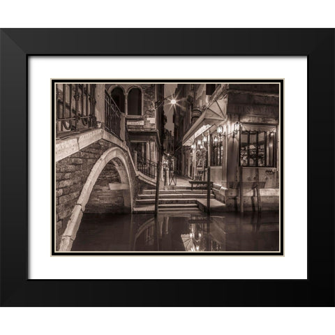 Cafe by canal-Venice Black Modern Wood Framed Art Print with Double Matting by Frank, Assaf
