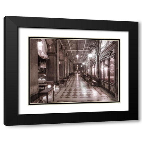 Cafe in Venice Black Modern Wood Framed Art Print with Double Matting by Frank, Assaf
