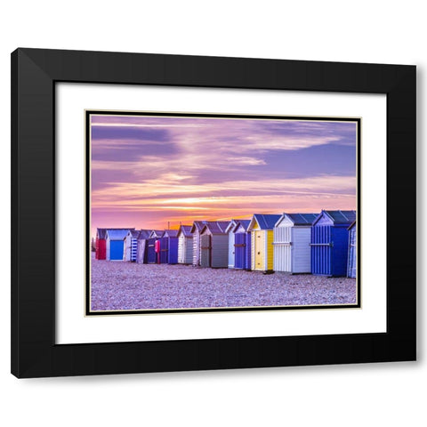 Beach huts, Hayling Island, UK Black Modern Wood Framed Art Print with Double Matting by Frank, Assaf