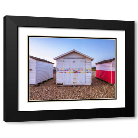 Umbrella on the beach at sunset Black Modern Wood Framed Art Print with Double Matting by Frank, Assaf