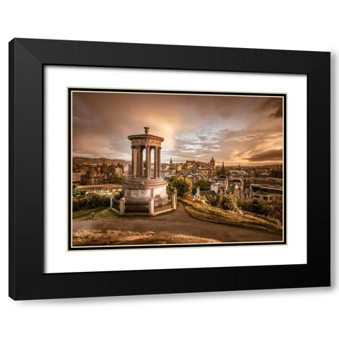 A view from Carlton Hill, Edinburgh, Scotland Black Modern Wood Framed Art Print with Double Matting by Frank, Assaf