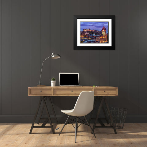 Edinburgh Castle and The Balmoral Hotel, Scotland Black Modern Wood Framed Art Print with Double Matting by Frank, Assaf