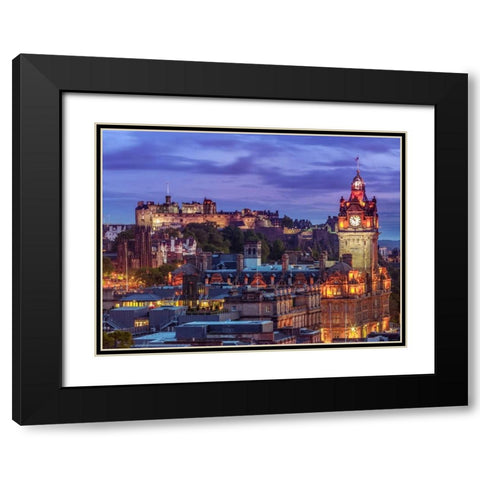 Edinburgh Castle and The Balmoral Hotel, Scotland Black Modern Wood Framed Art Print with Double Matting by Frank, Assaf