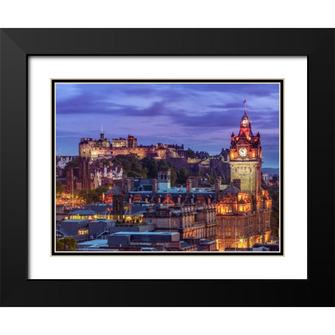 Edinburgh Castle and The Balmoral Hotel, Scotland Black Modern Wood Framed Art Print with Double Matting by Frank, Assaf