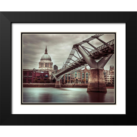 Millennium Bridge-London Black Modern Wood Framed Art Print with Double Matting by Frank, Assaf