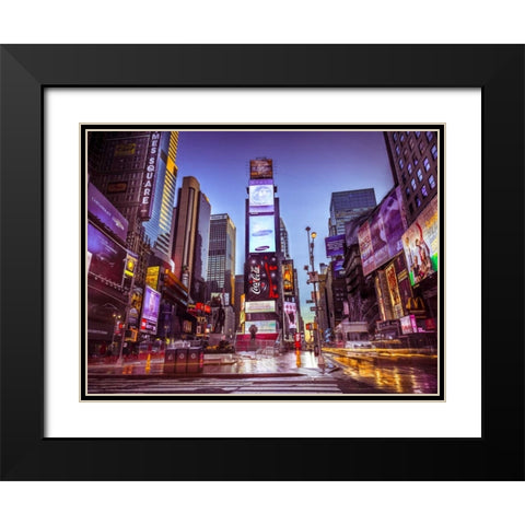 Times square, New York Black Modern Wood Framed Art Print with Double Matting by Frank, Assaf