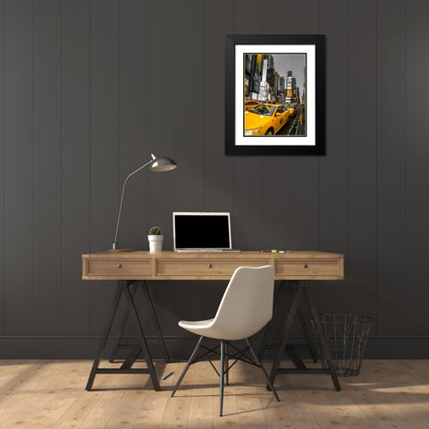 Cabs on Broadway, Times square, New York Black Modern Wood Framed Art Print with Double Matting by Frank, Assaf