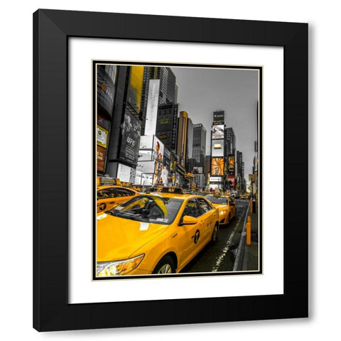 Cabs on Broadway, Times square, New York Black Modern Wood Framed Art Print with Double Matting by Frank, Assaf