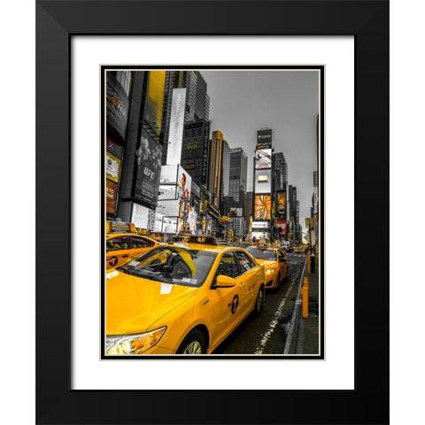 Cabs on Broadway, Times square, New York Black Modern Wood Framed Art Print with Double Matting by Frank, Assaf