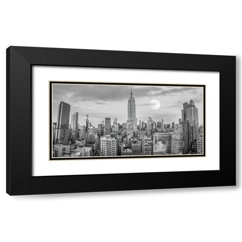 Empire State Building with Manhattan skyline - New York City Black Modern Wood Framed Art Print with Double Matting by Frank, Assaf