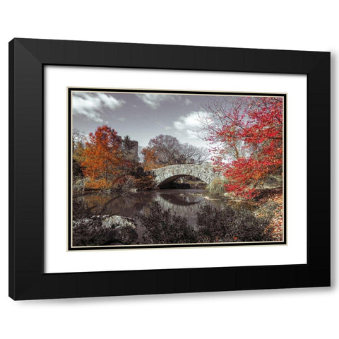 Gapstow bridge in the Autumn, Central park, New York Black Modern Wood Framed Art Print with Double Matting by Frank, Assaf