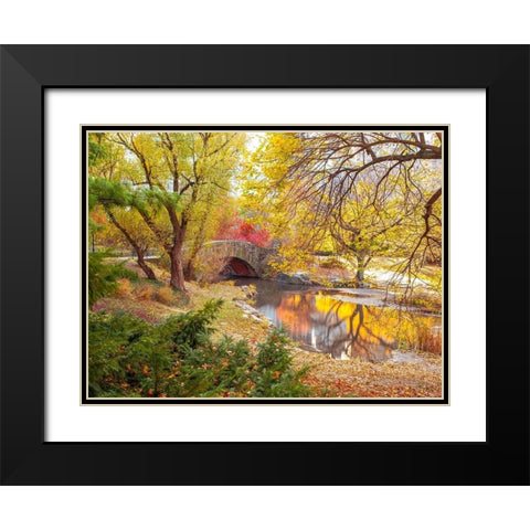 Gapstow bridge in autumn-Central Park-New York city Black Modern Wood Framed Art Print with Double Matting by Frank, Assaf