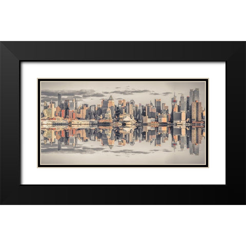 Panoramic view of Lower Manhattan skyline-New York Black Modern Wood Framed Art Print with Double Matting by Frank, Assaf
