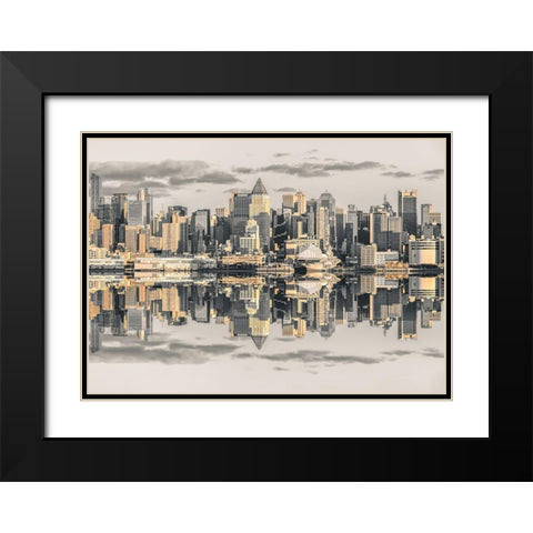 Panoramic view of Lower Manhattan skyline-New York Black Modern Wood Framed Art Print with Double Matting by Frank, Assaf