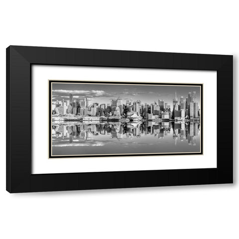 Panoramic view of Lower Manhattan skyline-New York Black Modern Wood Framed Art Print with Double Matting by Frank, Assaf