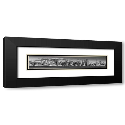 Panoramic view of Lower Manhattan skyline, New York Black Modern Wood Framed Art Print with Double Matting by Frank, Assaf