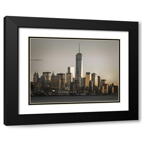 Modern architecture of Manhattan, New York Black Modern Wood Framed Art Print with Double Matting by Frank, Assaf