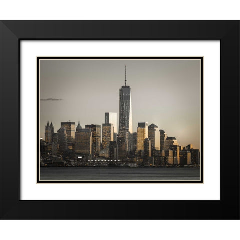 Modern architecture of Manhattan, New York Black Modern Wood Framed Art Print with Double Matting by Frank, Assaf