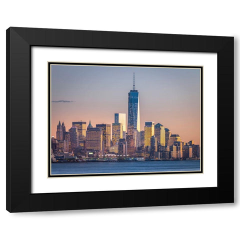 Modern architecture of Manhattan, New York Black Modern Wood Framed Art Print with Double Matting by Frank, Assaf
