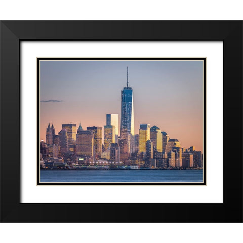 Modern architecture of Manhattan, New York Black Modern Wood Framed Art Print with Double Matting by Frank, Assaf