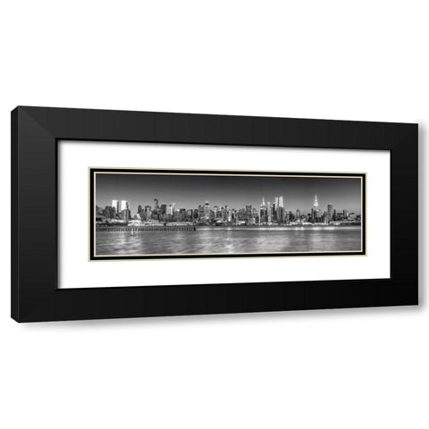 Panoramic view of Lower Manhattan skyline, New York Black Modern Wood Framed Art Print with Double Matting by Frank, Assaf