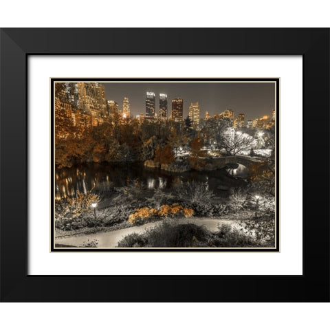 Evening view of Central Park in New York City Black Modern Wood Framed Art Print with Double Matting by Frank, Assaf
