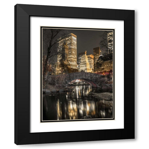 Evening view of Central Park in New York City Black Modern Wood Framed Art Print with Double Matting by Frank, Assaf
