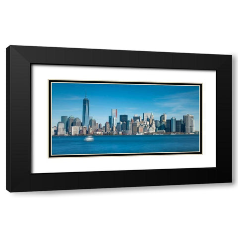 Lower Manhattan Skyline with skyscrapers, New York Black Modern Wood Framed Art Print with Double Matting by Frank, Assaf